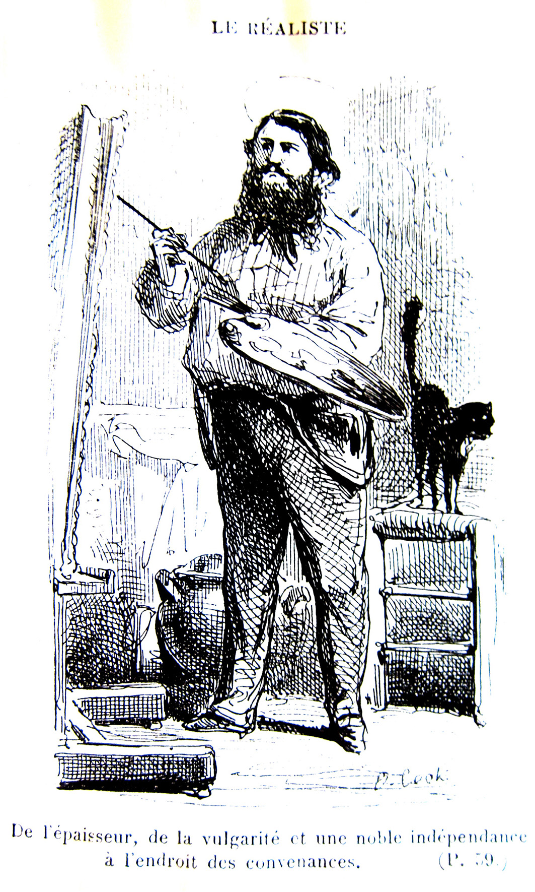 Abb.: O. Cook: Le Réaliste, aus: Louis Leroy: Artistes et Rapins, Paris 1868, S. 65.