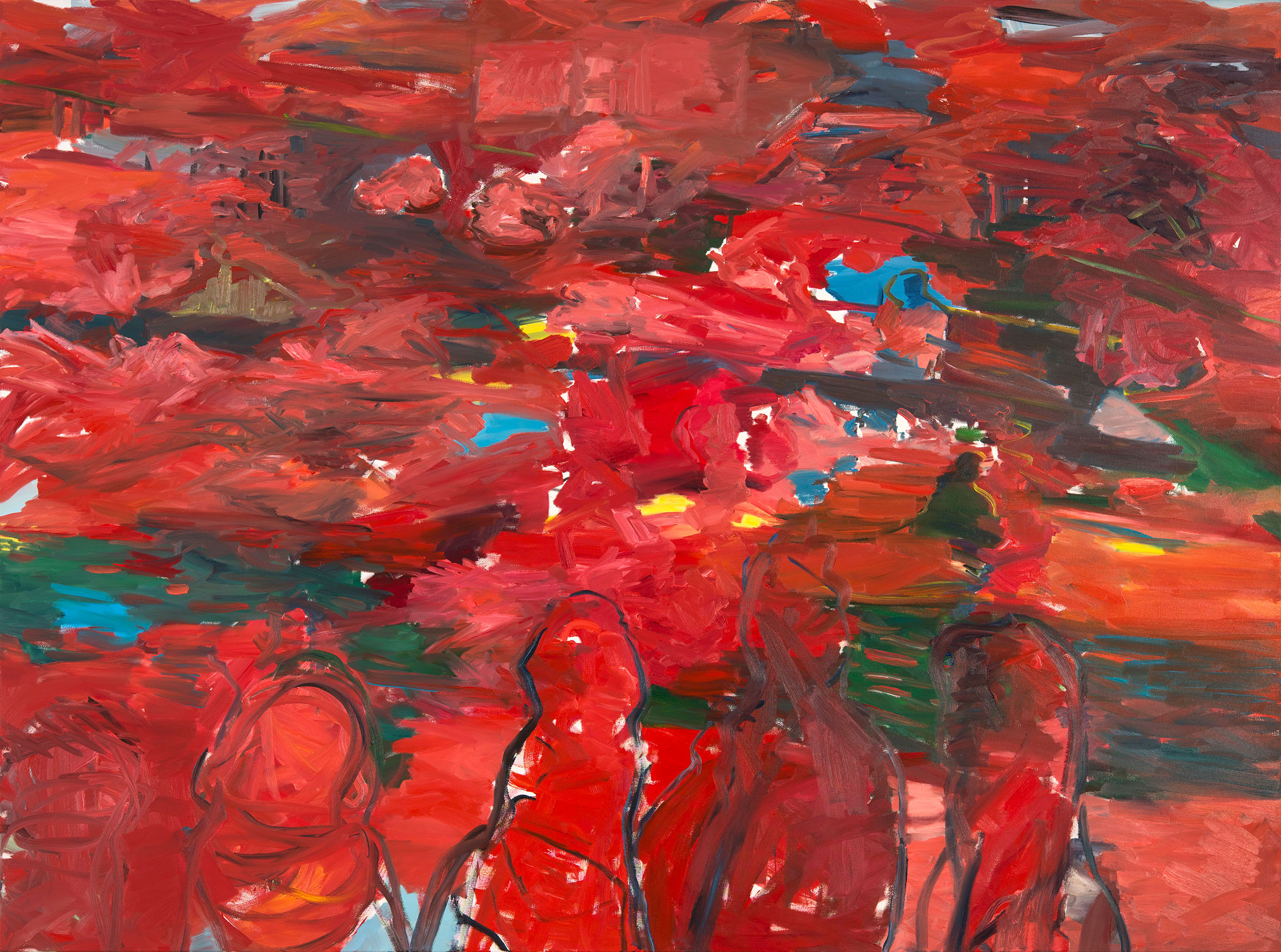 Abb.: Cordula Güdemann, Farbige in Farblandschaft, 2017, Öl auf Leinwand, 200 x 270 cm