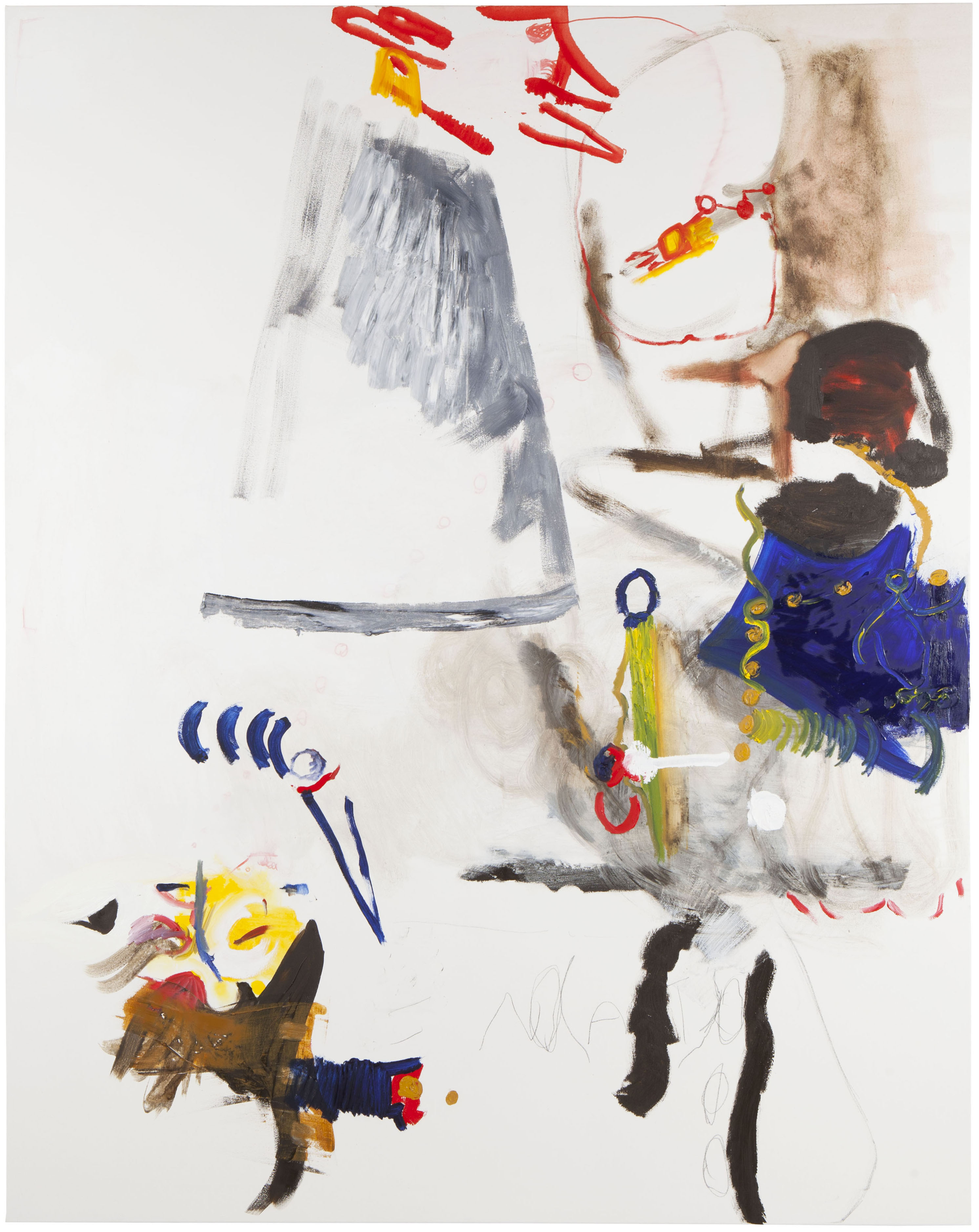 Abb.: Renato Settembre, Fremdgehen, Öl, Acryl, Bleistift und Permanentmarker auf Nessel, 200 x 160 cm