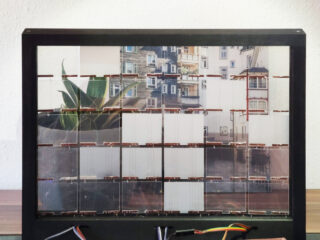 Ein zerbrochenes Glas mit einer Pflanze darin.