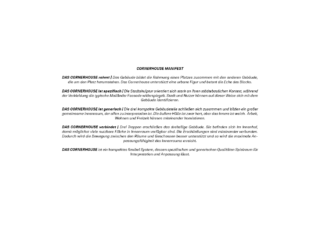 Auf einer weißen Seite wird das „CORNERHOUSE MANIFEST“ in deutscher Sprache angezeigt, das fünf Prinzipien der Gebäudegestaltung auflistet, die jeweils in Fettdruck vorgestellt werden.