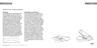 Ein deutscher Text zum Thema Gebäudebeschattung mit zwei Diagrammen, die Sonnenverläufe und Beschattung von Gebäuden veranschaulichen, sowie einer Grafik, die Schwankungen der Sonneneinstrahlung zeigt.