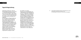 Eine deutschsprachige Präsentationsfolie mit dem Titel „Tageslichtgestaltung“ erörtert mit schwarzer Schrift auf weißem Hintergrund die Bedeutung des Tageslichts für Menschen, Tiere und Pflanzen.