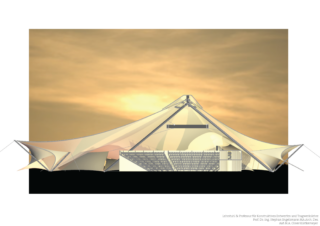 Architektur-Entwurf mit Zirkuszelt.