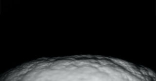 Eine strukturierte, abgerundete Oberfläche nimmt den unteren Teil des Bildes ein, darüber befindet sich ein dunkler, leerer Hintergrund.