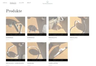 Screenshot einer Online-Shop-Seite mit Zahnbürstenzubehör wie Ohrringen, Armbändern und Halsketten, wobei die meisten Artikel als „nicht auf Lager“ gekennzeichnet sind.