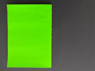 Auf einer dunklen, einfarbigen Fläche liegt links vom Bild ein hellgrünes rechteckiges Blatt Papier.