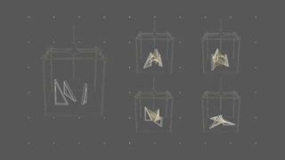 Diagramm, das den 3D-Druck einer geometrischen Form in vier Schritten zeigt, von einzelnen Linien bis hin zu einer vollständigen sternförmigen Form.
