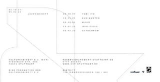 Veranstaltungskalender für das Jazzkabinett im Kulturkabinett Stuttgart mit Terminen, Künstlern, Adresse des Veranstaltungsortes, Kontaktdaten, Ticketpreisen und Logos unten.