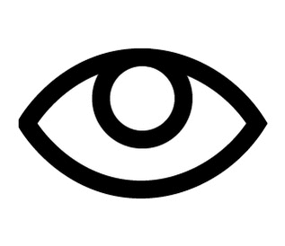 Einfacher schwarzer Umriss eines Auges auf weißem Hintergrund.