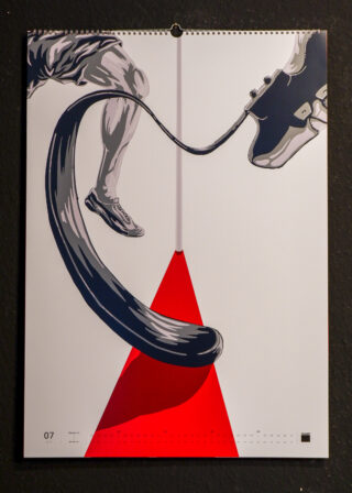 Abbildung einer Person, die Seil springt. Das Seil bildet eine Schlaufe über einer nach oben zeigenden roten Dreiecksform auf weißem Hintergrund.