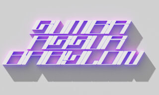 Fettgedruckter, geometrischer 3D-Text mit der Schreibweise „SUMER AKKAR BABYLON“ in Weiß mit violettem Schimmer, der Schatten auf einen hellgrauen Hintergrund wirft.