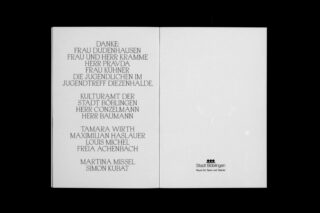 Eine weiße Seite mit einer zentrierten Namensliste und Danksagungen in deutscher Sprache, die unten rechts mit dem Logo der Stadt Böblingen endet.