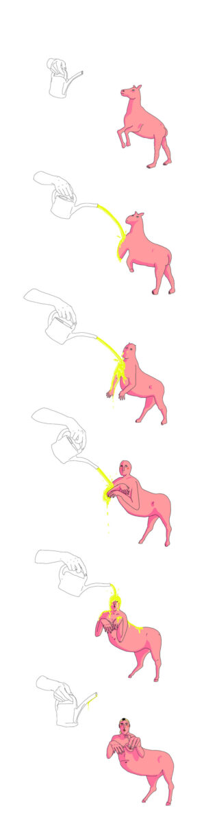 Eine Sequenz zeigt eine Person, die einer Ziege eine Zitrone in das offene Maul presst, woraufhin die Ziege aufsteht, um sich schlägt und den Saft ausspuckt.