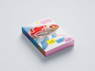 Ein Buch mit einem Goldfisch, bunten Kritzeleien und vietnamesischem Text, darunter „Vá Võ Hồ“. Der Buchrücken ist pastellfarben und trägt drei gelbe Sterne.