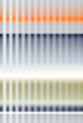 Horizontale Bänder aus verschwommenen Streifen in Orange-, Blau-, Grau- und Grüntönen, die ein abstraktes, farbverlaufsartiges Muster mit einem weichen, sich wiederholenden Design erzeugen.