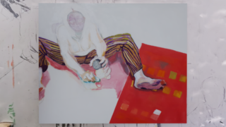 Gemälde einer Frau in einem Innenraum.