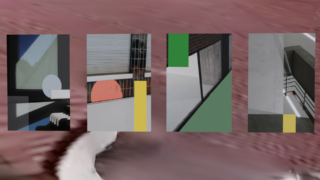 Vier abstrakte Gemälde.