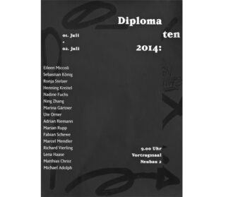 Liste von Namen in weiß auf schwarzem Grund.