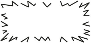 Schwarze Zickzacklinien bilden einen rechteckigen Rand auf weißem Hintergrund, wobei die Mitte leer bleibt.