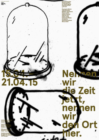 Schwarzweiß-Illustration von drei Glaskuppeln auf gesprenkeltem Hintergrund, mit deutschem Text in fetter gelber Schrift, der die Zeichnungen teilweise überlappt.