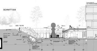 Querschnitt durch einen architektonischen Entwurf.