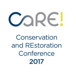 Logo für die Conservation and REstoration Conference 2017 mit dem stilisierten Text „CaRE!“ über dem Veranstaltungstitel.