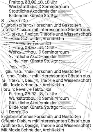Überlappender und verzerrter schwarzer Text in deutscher Sprache auf weißem Hintergrund, wodurch ein chaotischer und vielschichtiger visueller Effekt mit unleserlichen Abschnitten entsteht.