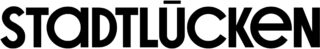 Der Schriftzug „STADTLÜCKEN“ ist in fetten, schwarzen, geometrischen Großbuchstaben auf weißem Grund dargestellt.