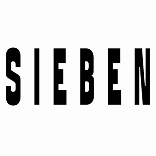 Das Wort „SIEBEN“ wird in fetten, schwarzen Großbuchstaben auf weißem Hintergrund angezeigt.