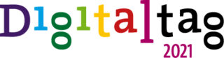 Digitaltag 2021-Logo mit dem Wort „Digitaltag“ in bunten, abwechslungsreichen Schriftarten und der Jahreszahl „2021“ in Magenta unter dem „Tag“-Teil.