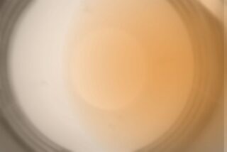 Ein sanft verschwommenes, kreisförmiges Muster in Beige- und Hellbrauntönen mit schwachen konzentrischen Ringen und einem subtilen Farbverlaufseffekt.