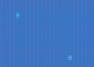 Ein blauer Hintergrund mit einem sich wiederholenden Muster des Wortes „PING“ in Rot, mit gelegentlichem „PONG“ in weißem Text, der über das gesamte Bild verteilt ist.