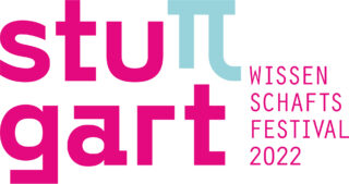 Logo für das Stuttgarter Wissenschaftsfestival 2022 mit „Stuttgart“ in fetten rosa Buchstaben und dem „t“ als blaues Pi-Symbol neben dem Veranstaltungsnamen in rosa Text.