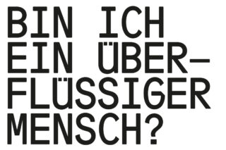 Schwarzer deutscher Text auf weißem Hintergrund lautet: „Bin ich ein überflüssiger Mensch?“ was übersetzt „Bin ich ein überflüssiger Mensch?“ bedeutet. auf Englisch.