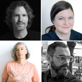 Eine Collage aus vier Erwachsenen: zwei Männern und zwei Frauen, jeweils von den Schultern aufwärts gezeigt, nach vorne oder schräg gerichtet, mit neutralem Gesichtsausdruck.