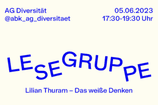Veranstaltungsflyer für einen Lesekreis der AG Diversität am 5. Juni 2023 mit dem Buch „Das weiße Denken“ von Lilian Thuram. Veranstaltungszeit: 17:30–19:30 Uhr.