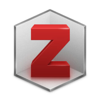 Ein großer, roter, dreidimensionaler Buchstabe Z in einem grauen sechseckigen Rahmen mit weißem Hintergrund.