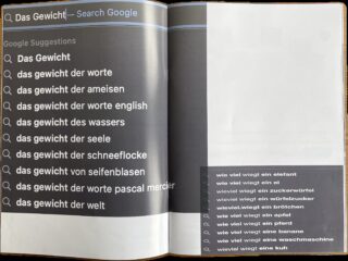 Eine Buchseite zeigt eine Google-Suche nach 