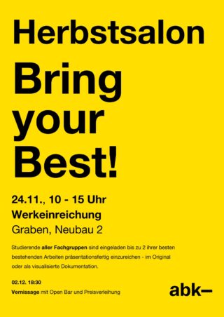 Gelbes Plakat mit schwarzer Schrift zur Ankündigung der Veranstaltung 