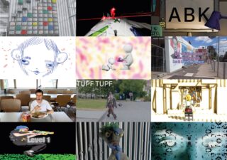 Ein Raster aus zwölf Bildern mit verschiedenen Szenen, darunter digitale Kunst, Animationen, eine Person beim Essen, ein Cosplay im Freien, Text an einer Wand und verpixelte Spielbilder.