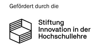Logo der Stiftung Innovation in der Hochschullehre mit einem geometrischen sechseckigen Symbol und dem Text 